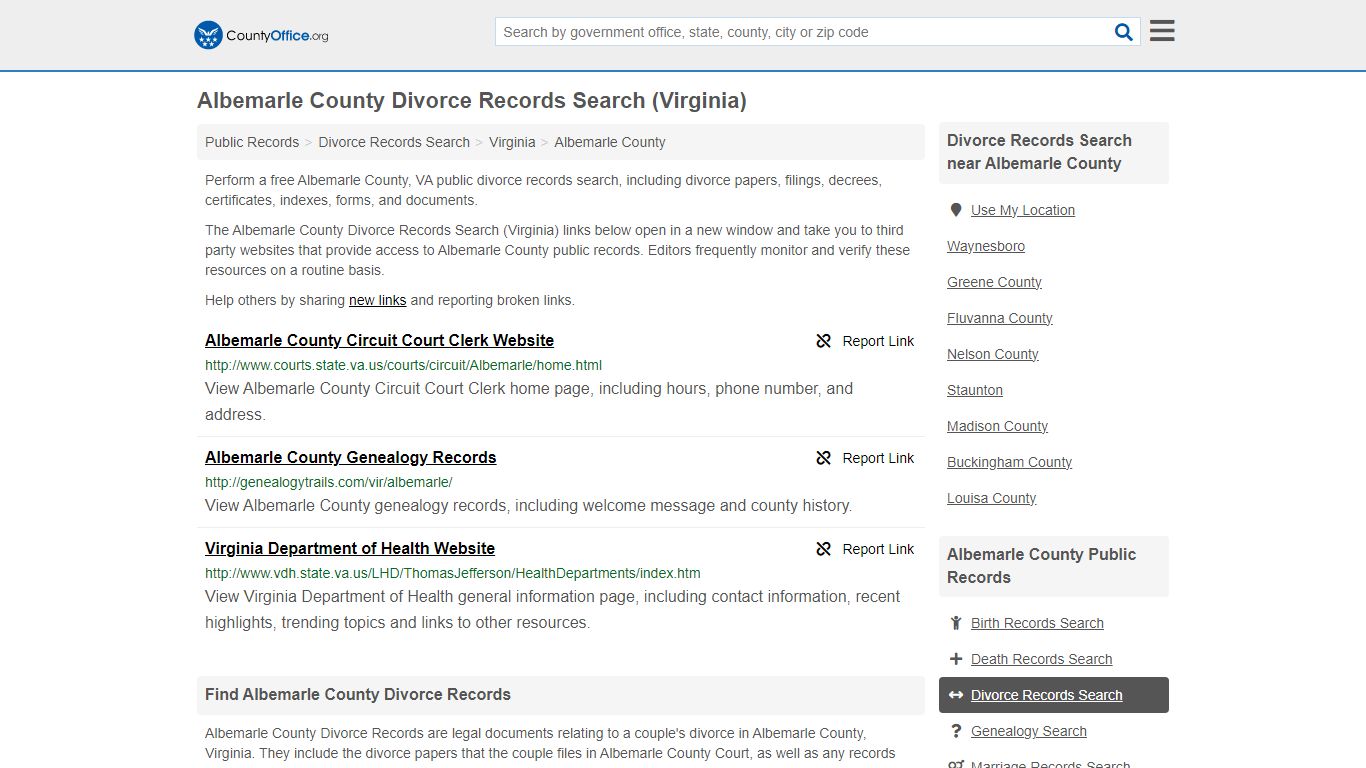 Divorce Records Search - Albemarle County, VA (Divorce Certificates ...